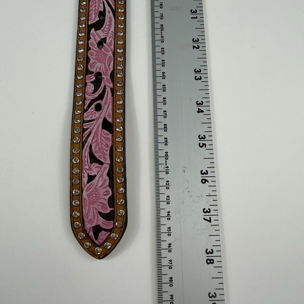 Elegant Cowgirl Pink Rhinestone Floral Belt with Silver Buckle ~ YEEHAW - Picture 9 of 11